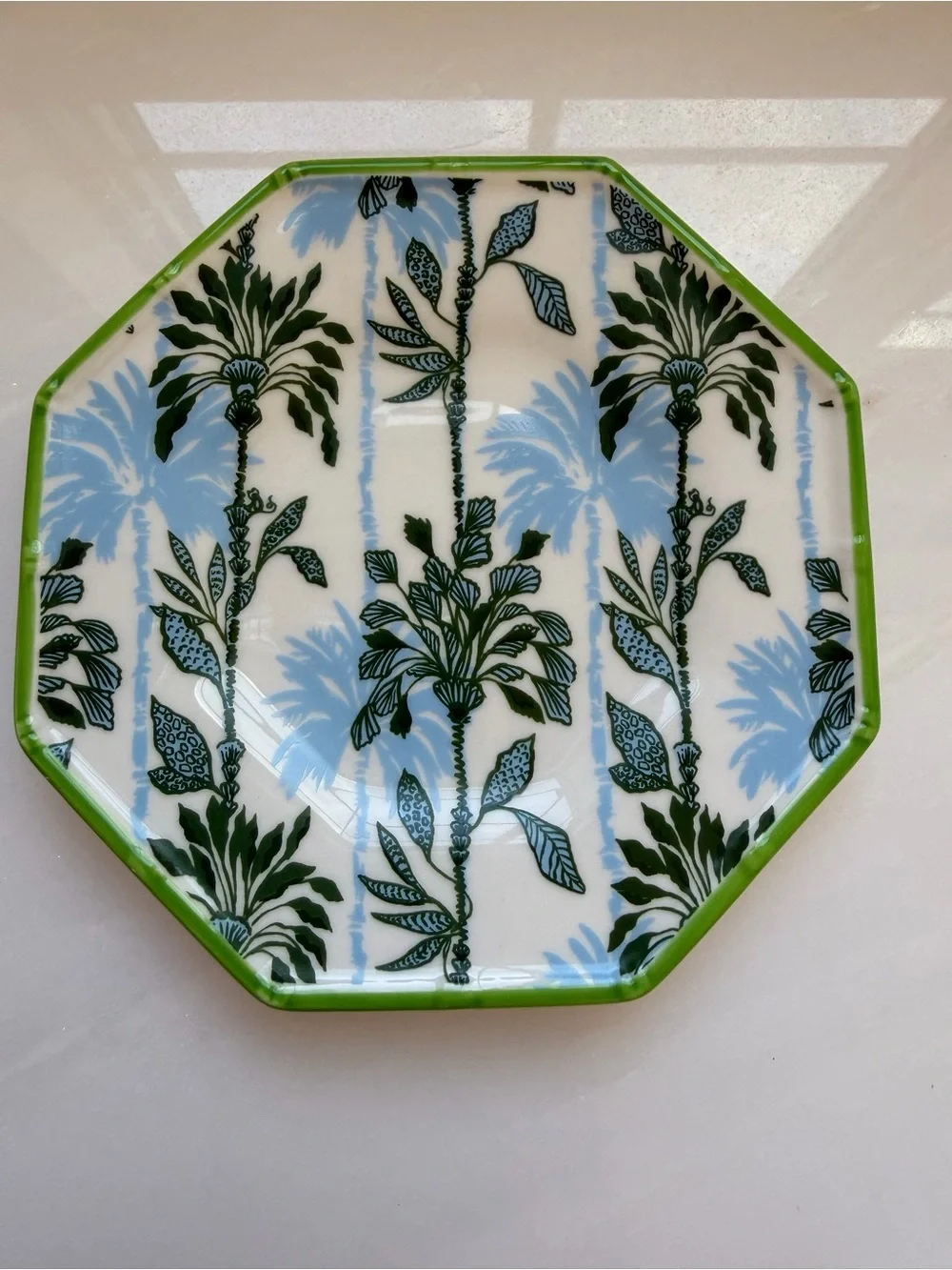 Lilly Pulitzer Octagonal Palm Print Small Plates - Green & Blue (Set of 2)